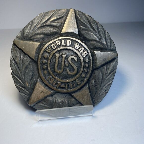 WWI US Veteran Grave Marker 1917–1918 Cast Iron Star Luzerne County Antique - Picture 10 of 16